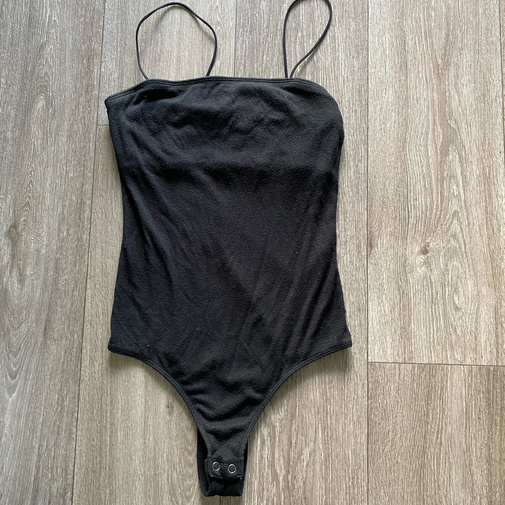 Black square top bodysuit